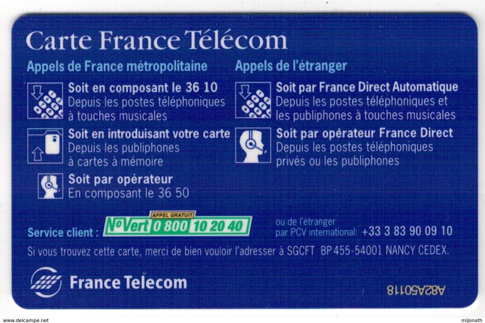 TE-FRANCE -  Carte  France Telecom TTBE -  Schede Ad Uso Militare