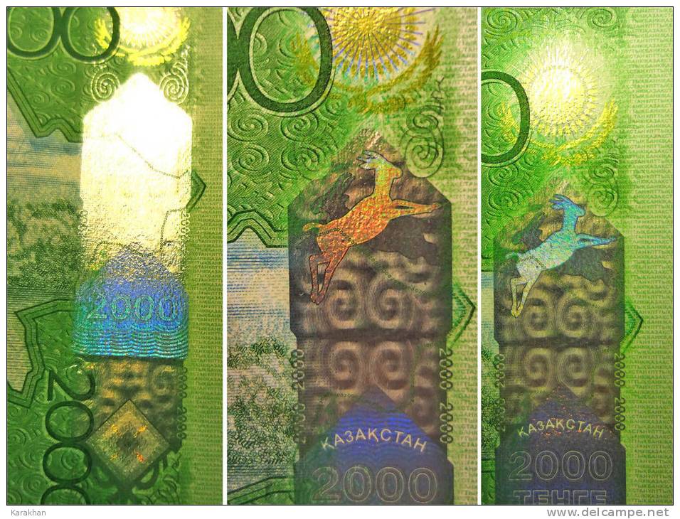 KAZAKHSTAN: 2012/2013 NEW 2000 TENGE new design SAMRUK UNC AA prefix P-NEW