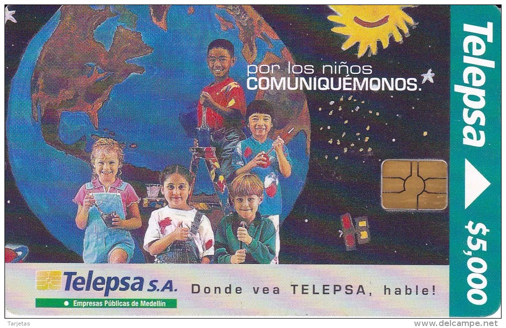 TARJETA DE COLOMBIA DE TELEPSA CON CHIP NEGRO (LA TIERRA) - Sterrenkunde