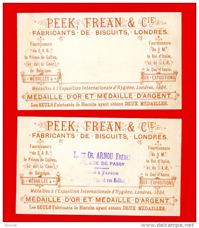 Biscuits Peek, Frean & Co. Lot De 2 Chromos, Bateaux à Voile, Riddle & Couchman,  Lith., London - Andere & Zonder Classificatie