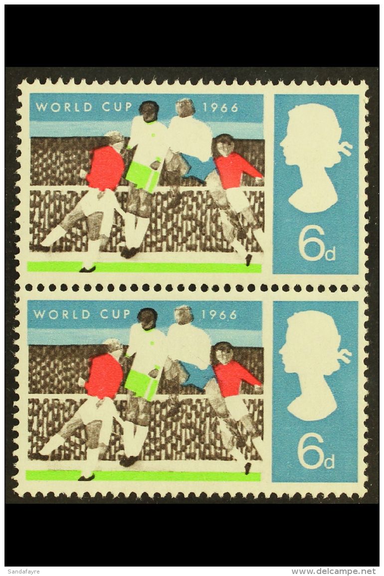 1966 6d World Cup Football With BLACK OMITTED, SG 694a, Very Fine Never Hinged Mint VERTICAL PAIR. For More... - Otros & Sin Clasificación