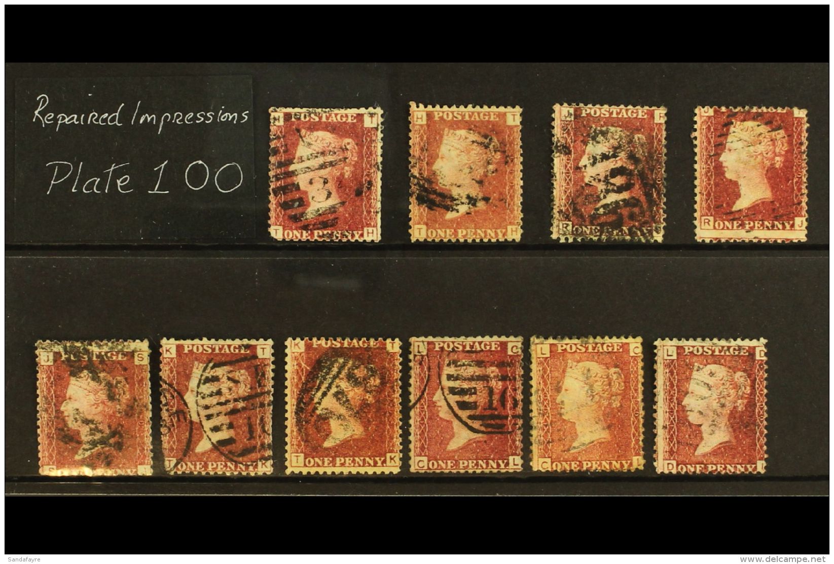 1858-79 PENNY RED REPAIRED  IMPRESSIONS. A Seldom Seen Specialised Group Of Plate 100 - 1d Reds SG 43/44 (GB... - Otros & Sin Clasificación