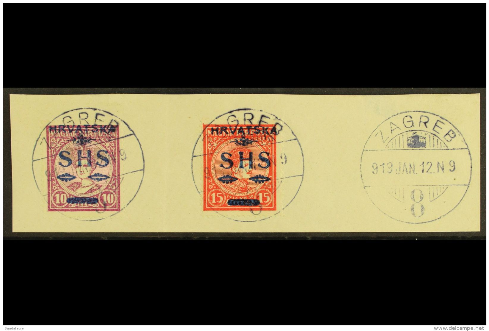 ISSUE FOR CROATIA 1918 10f Magenta &amp; 15f Red Coronation With "Hrvatska SHS" Overprints (SG 81/82, Michel... - Otros & Sin Clasificación