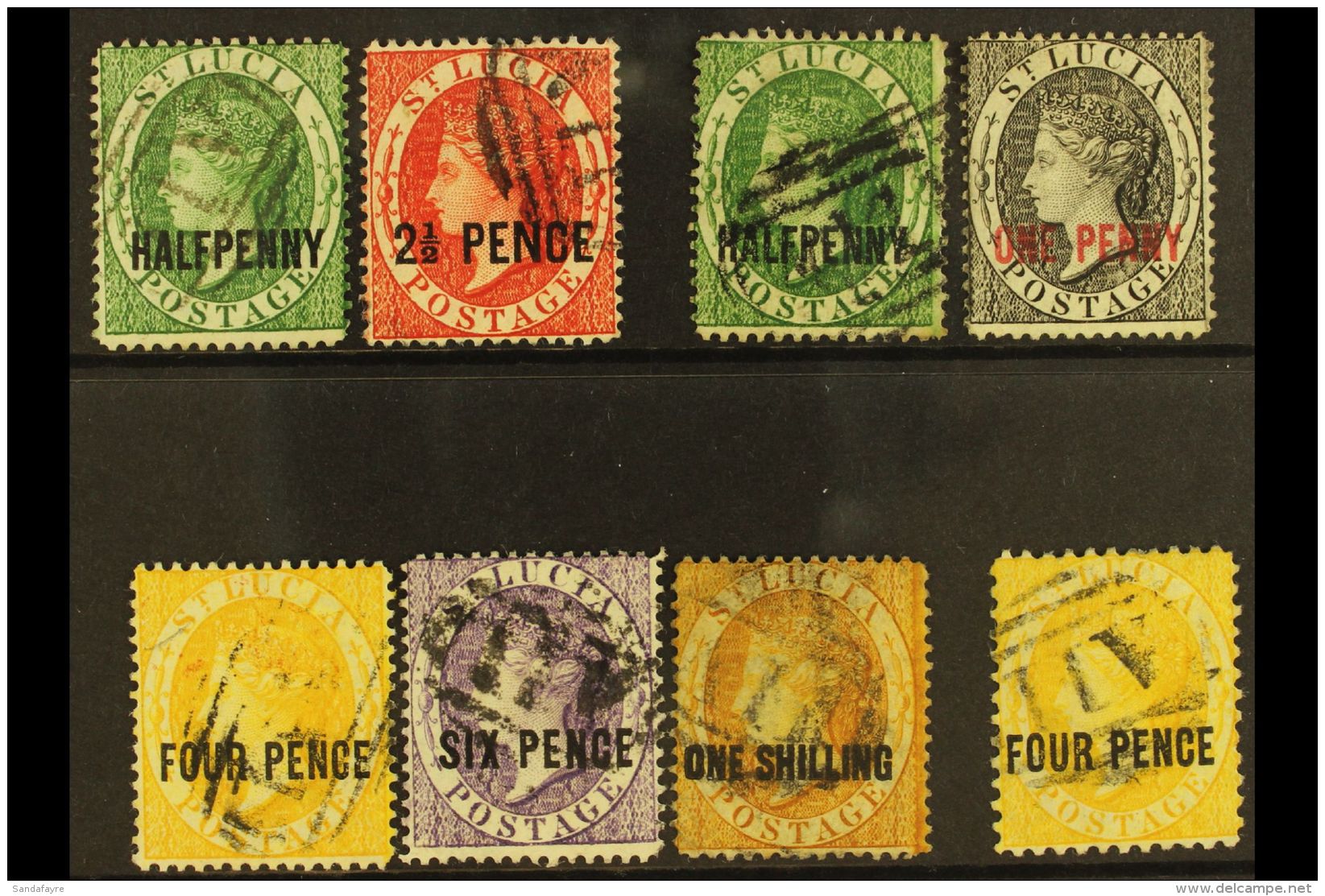 1881-84 SURCHARGED GROUP A Lovely, Good To Fine Used Selection That Includes The 1881 (CC) Surcharges Set, 1882-84... - St.Lucia (...-1978)