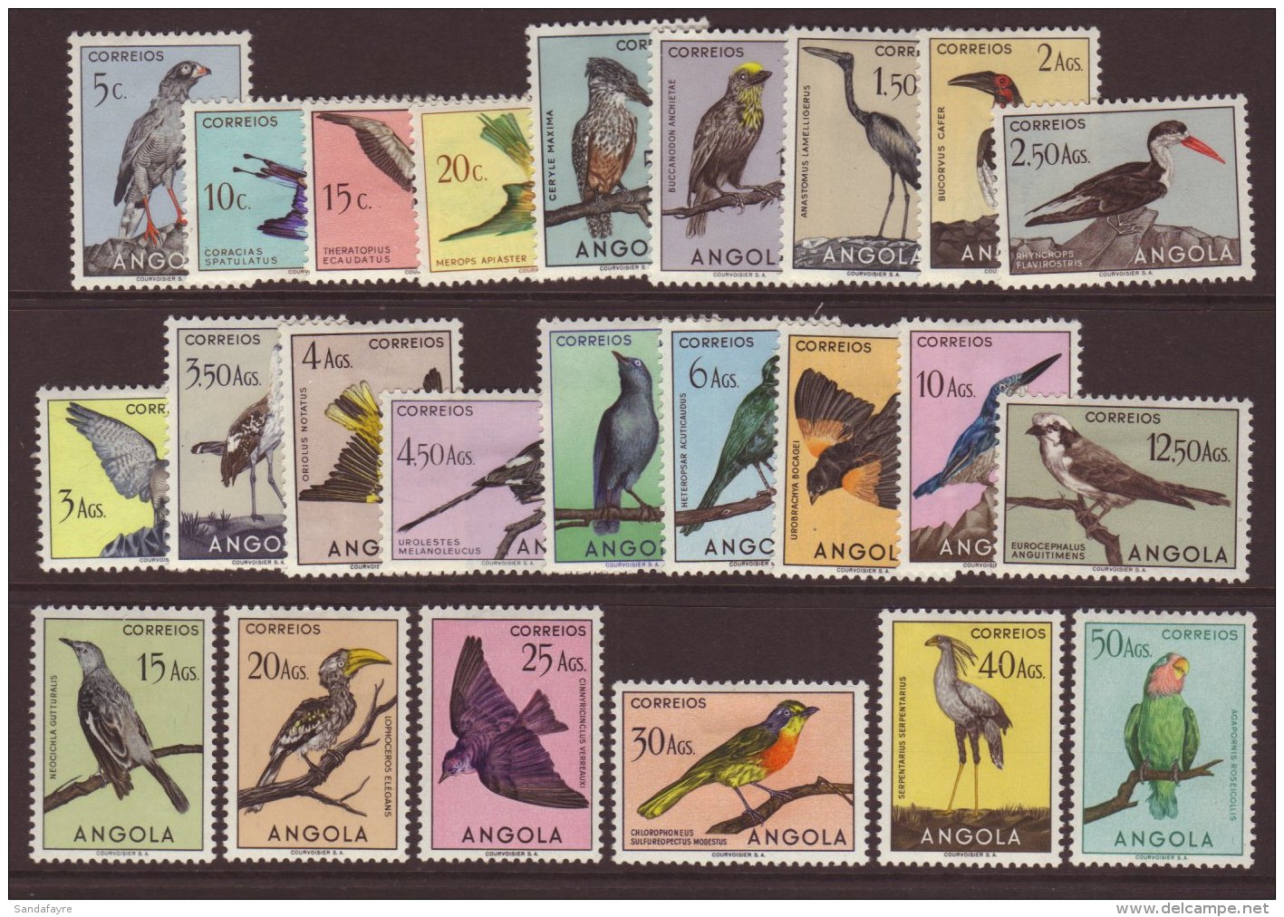 ANGOLA 1951 BIRDS Complete Set, SG 458/481, Fine Mint, 10c With Fault, All Others Very Fine, A Beautiful Set. (24... - Other & Unclassified