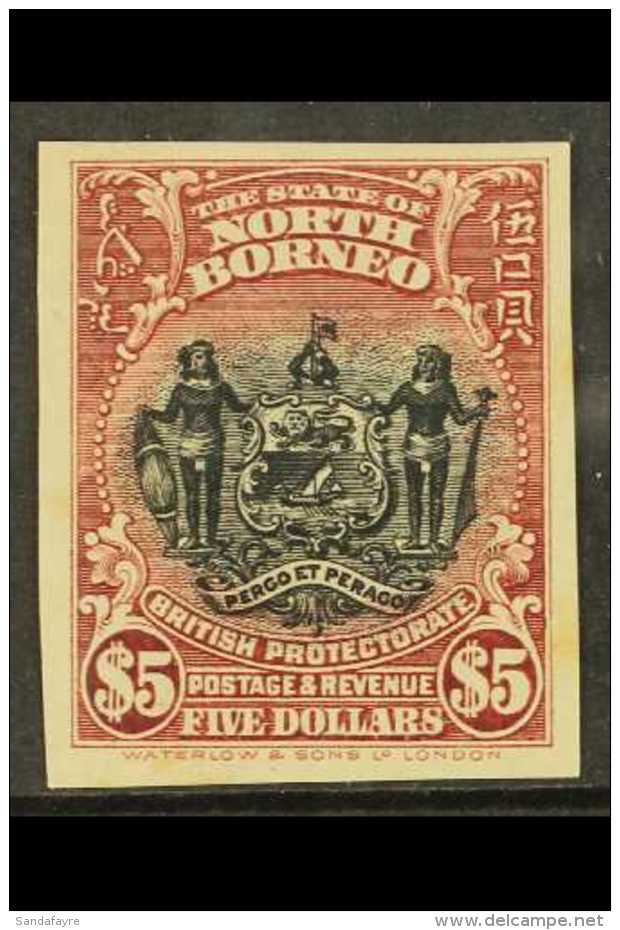 1925 $5 Black And Lake Arms, As SG 293, Superb Imperf Plate Proof In Issued Colours. Lovely Item. For More Images,... - Borneo Septentrional (...-1963)