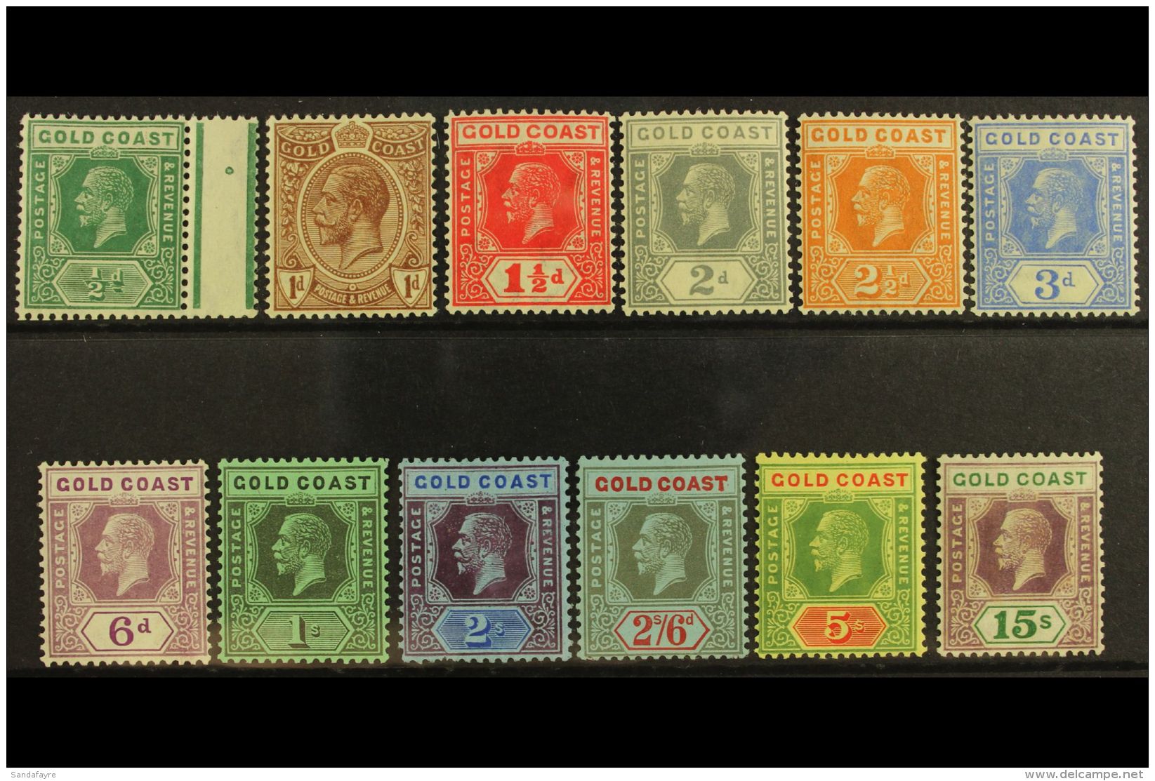1921-24 (wmk Mult Script CA) Definitives Complete Set To 15s, SG 86/100a, Fine Mint, (12 Stamps) For More Images,... - Gold Coast (...-1957)