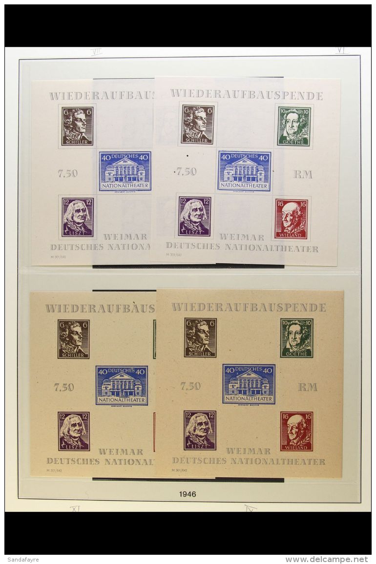 RUSSIAN ZONE THURINGIA 1946 NEVER HINGED MINT COLLECTION On Hingeless Pages. Includes National Theatre Issue With ... - Otros & Sin Clasificación