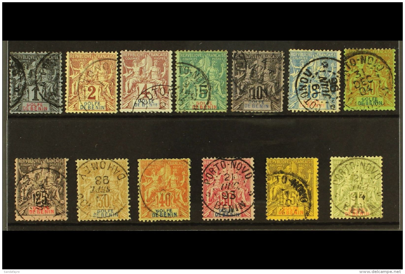 BENIN 1893 Tablet Inscribed "GOLFE DE BENIN" Complete Set (Yvert 20/32, SG 17/29), Very Fine Used. (13 Stamps) For... - Otros & Sin Clasificación