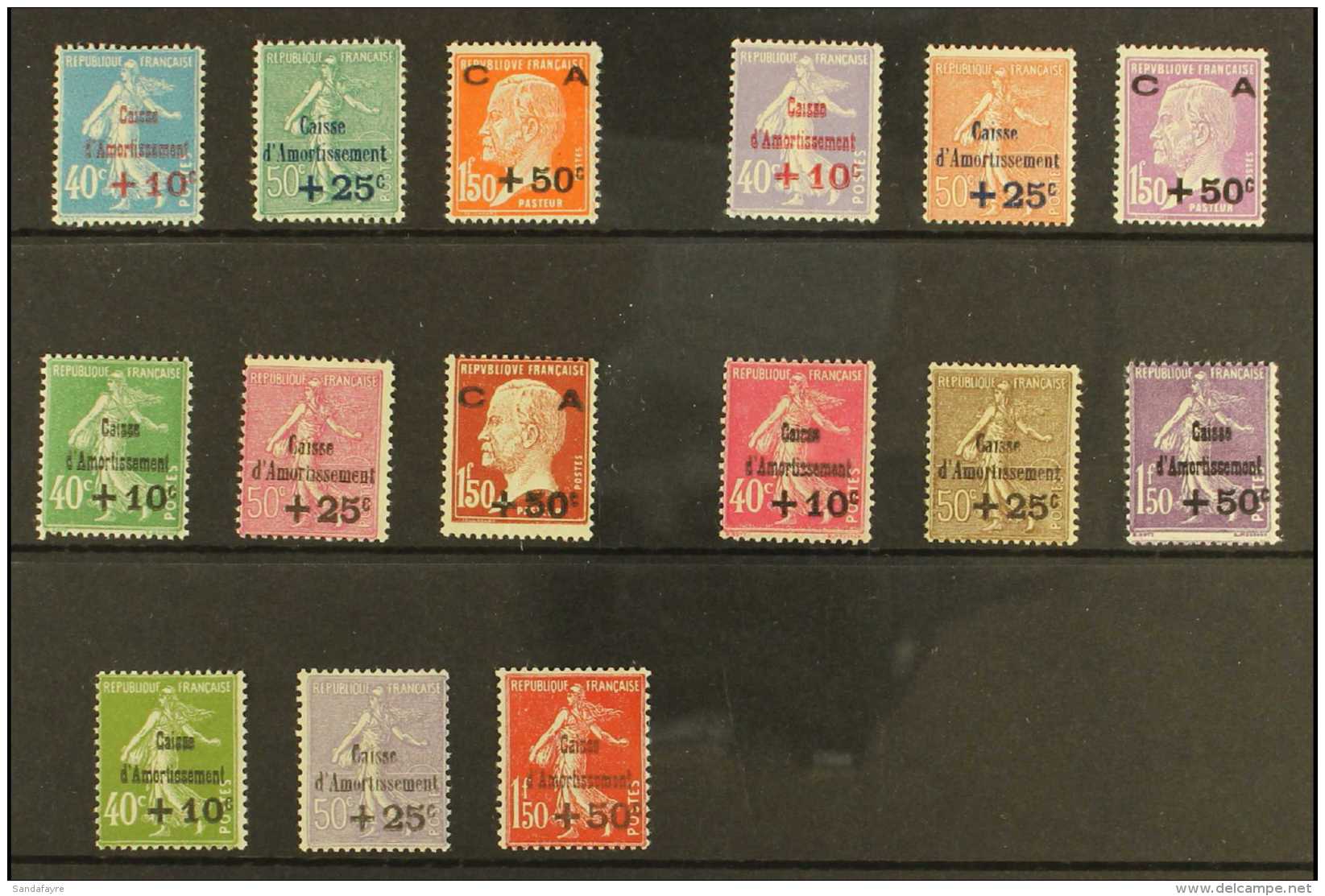 1927-1931 CAISSE D'AMORTISSEMENT A Complete Run Of Sinking Fund Sets Of Three (Yvert 246/48, 249/51, 253/55,... - Otros & Sin Clasificación