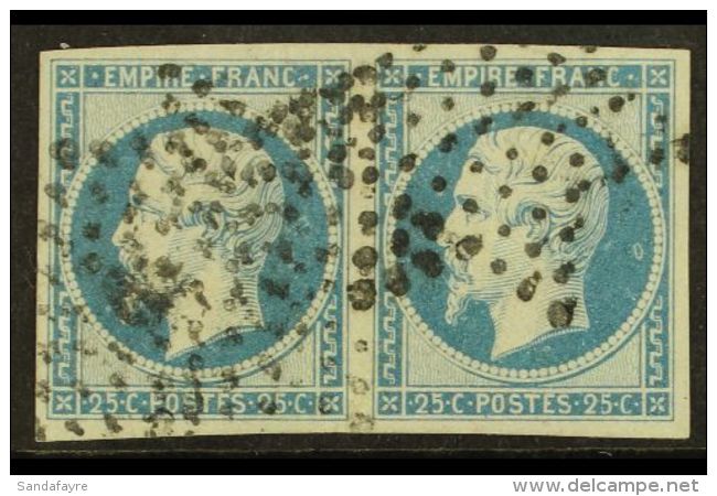 1853 - 61  25c Dull Blue SG 63 (Yvert 15, Maury 15), Very Fine Used PAIR With 4 Large Margins &amp; Light Numeral... - Other & Unclassified
