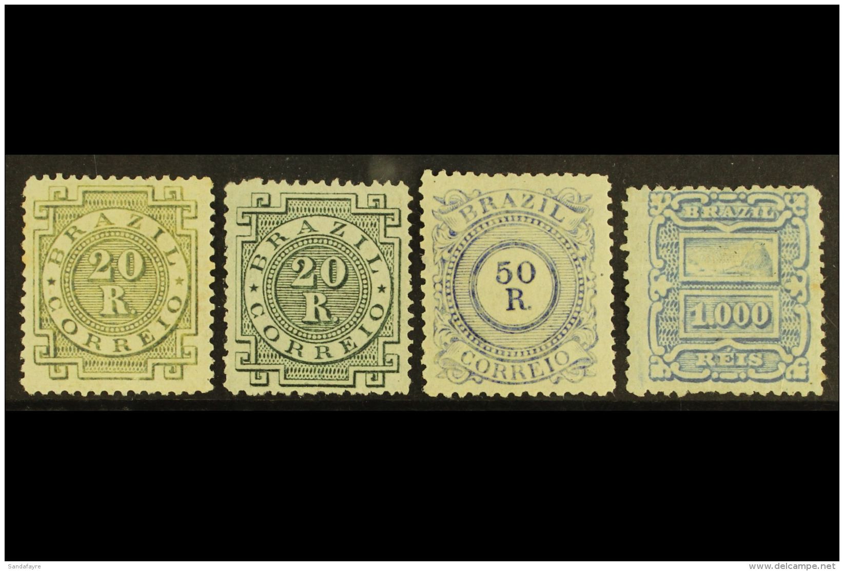 1884-88 Mint Group With 20r Olive-green, SG 78, 20r Myrtle Green, SG 79, 50r Blue, SG 80, Plus 1000r Blue, SG 87.... - Otros & Sin Clasificación