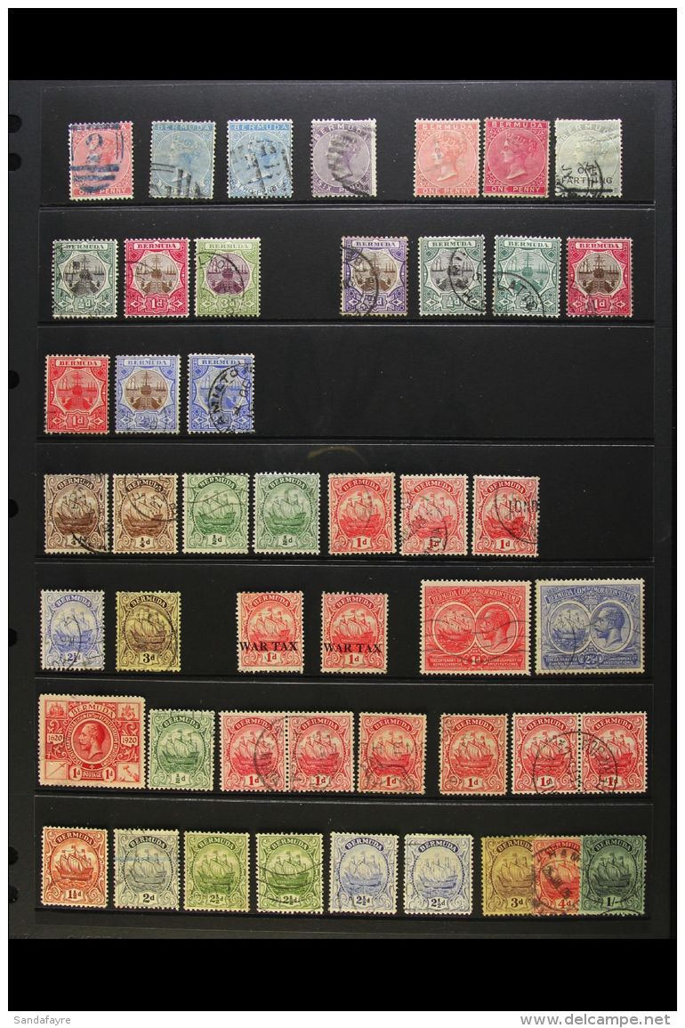 1865-1968 USED COLLECTION Presented On Stock Pages. Includes QV To 6d, KGV To 2s6d, KGVI To 5s Shades &amp; QEII... - Bermuda