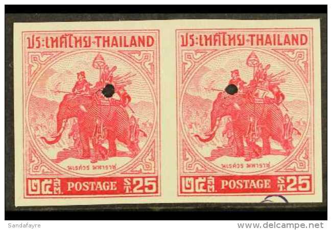 1955 25s Carmine "Elephant" IMPERF PROOF PAIR, As SG 365, Nhm For More Images, Please Visit... - Tailandia