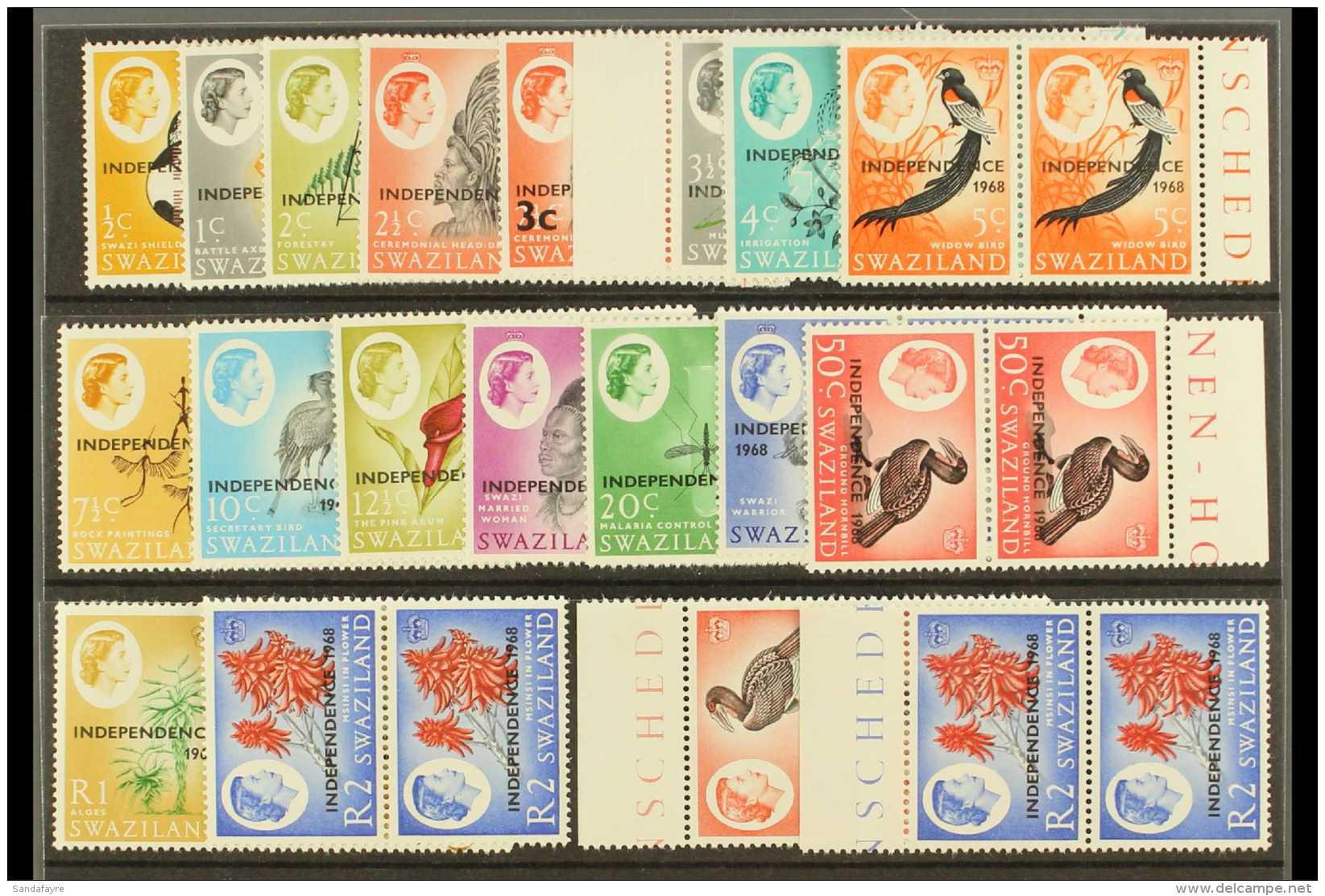 1968 "Independence" Opts Set,SG 142/60, NHM PAIRS (38) For More Images, Please Visit... - Swaziland (...-1967)