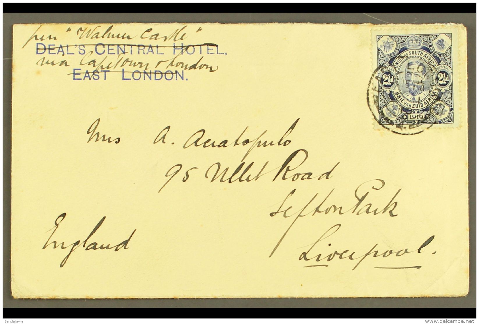 1910 2&frac12;d Used On Cover To UK, East London DE 1 10 Pmk For More Images, Please Visit... - Non Classificati