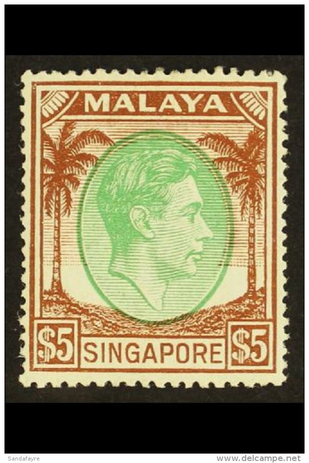 1948 $5 Green And Brown, Perf 17&frac12;x18, SG 30, Vf Mint. For More Images, Please Visit... - Singapore (...-1959)