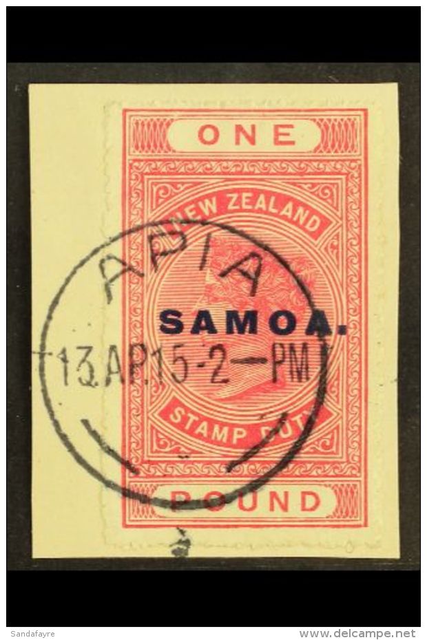 1914-24 &pound;1 Postal Fiscal, Perf 14, SG 126, VFU Tied To A Piece For More Images, Please Visit... - Samoa