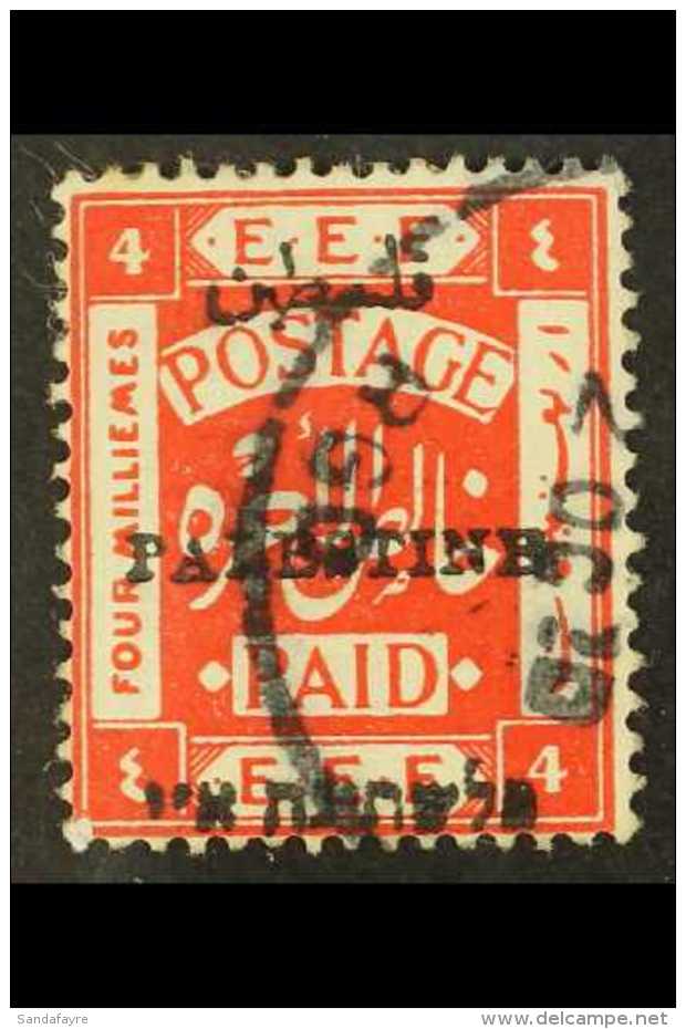 1920 4m Scarlet "PALESTINB" Error, SG 19d, Vfu For More Images, Please Visit... - Palestina