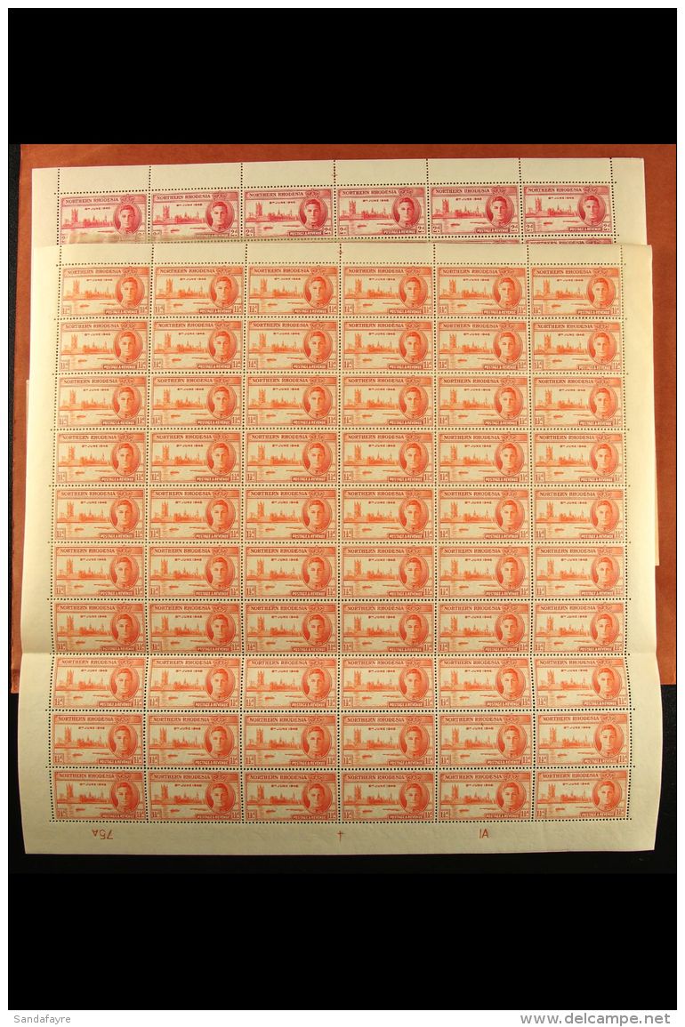 1946 Victory (SG 46 &amp; 47) Complete Sheets NHM. (120) For More Images, Please Visit... - Nordrhodesien (...-1963)