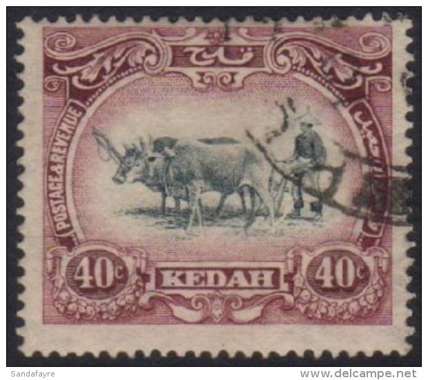 KEDAH 1921 40c Black &amp; Purple Type I, SG 35, Fine Used. For More Images, Please Visit... - Otros & Sin Clasificación