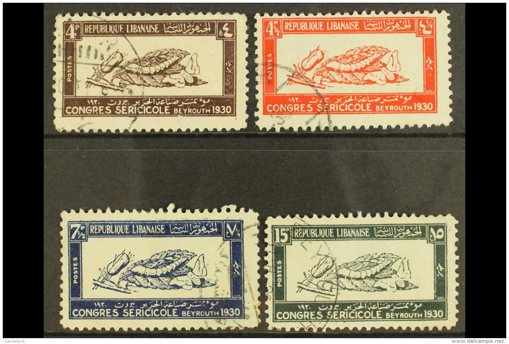 1930 Silk 4p, 4&frac12;p, 7&frac12;p &amp; 15p, SG 157/59 And 161, Vf Cds Used (4) For More Images, Please Visit... - Libano