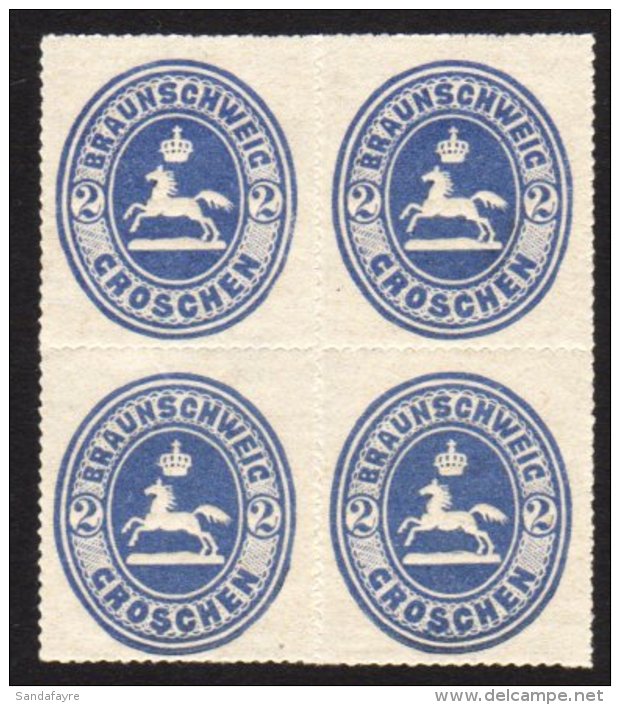 BRUNSWICK 1865 2gr Blue 'Arms', Mi 19, Block Of 4 VF NHM. For More Images, Please Visit... - Otros & Sin Clasificación