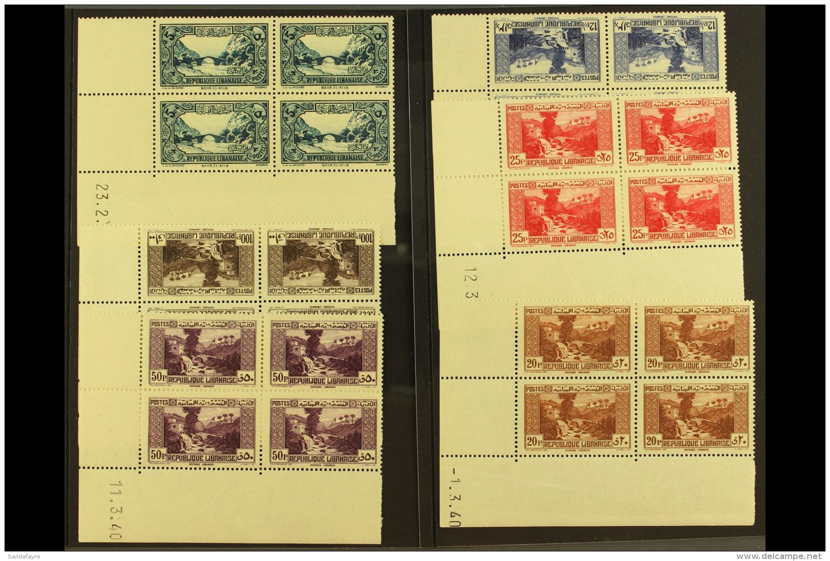 LEBANON 1940 Views Set, Yvert 170/75, NHM Corner BLOCKS Of 4 (24) For More Images, Please Visit... - Other & Unclassified