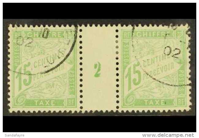 DUE 1893-1935 15c Pale Green, Yv 30, Vfu '2' MILLESIME PAIR For More Images, Please Visit... - Other & Unclassified