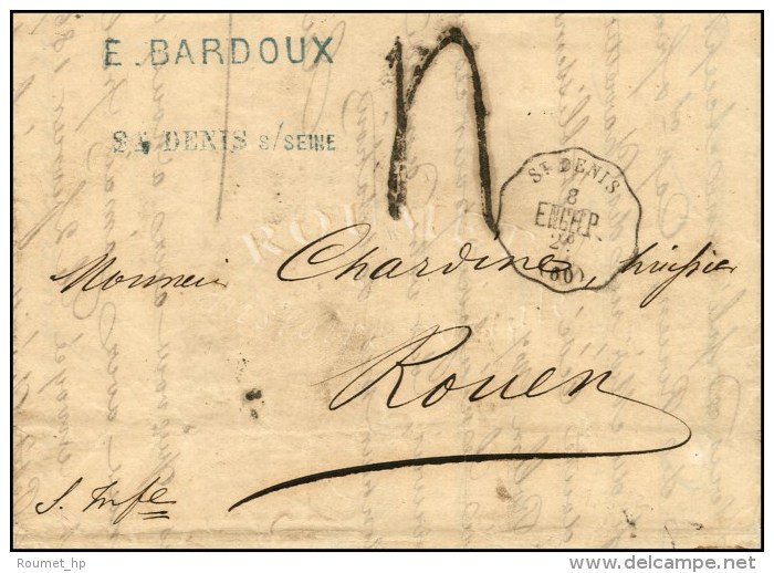 Conv. Stat. ST DENIS / ENG.P (60), Taxe Tampon 4. 1872. - TB / SUP. - R. - Correo Ferroviario