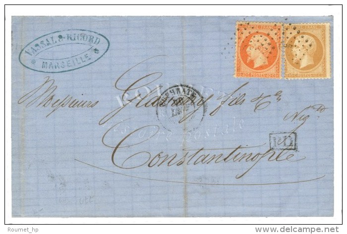 Ancre / N° 21 + N° 24 Càd EUPHRATE  / * Sur Lettre De Marseille Pour Constantinople. 1864. - TB. - Correo Marítimo