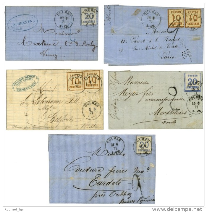 Lot De 5 Lettres Affranchies Oblitérées Càd COLMAR Avec Diverses Taxes. - TB / SUP. - Cartas & Documentos