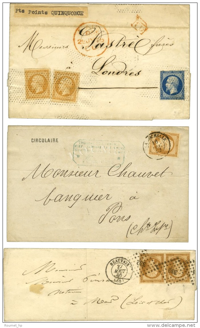 Lot De 3 Lettres Affranchies N° 13 Dont 1 Ex Type 2. - TB. - 1853-1860 Napoléon III