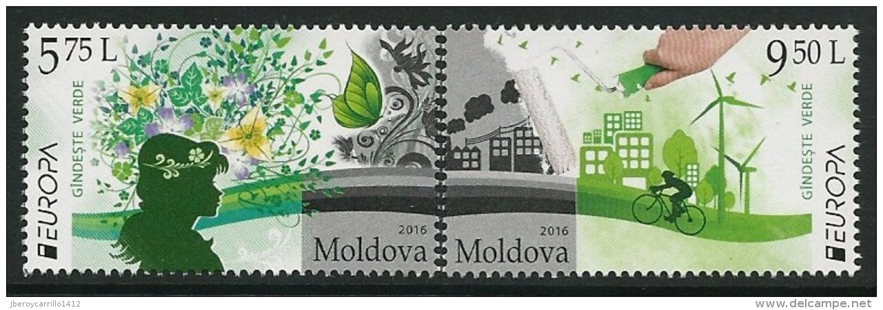 MOLDAVIA/ MOLDOVA/ MOLDAWIEN -  EUROPA 2016 -TEMA " ECOLOGIA - EL PENSAMIENTO VERDE - THINK GREEN".- SERIE De 2 V. - 2016
