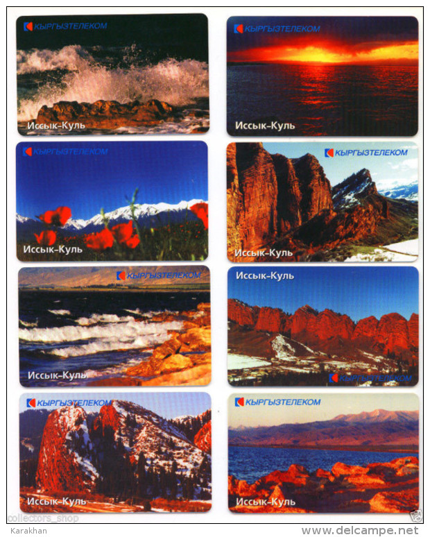 KYRGYZSTAN: Set Of 8 Used Phone Cards W/chip * ISSYK-KUL LAKE * MAOUNTAINS * SET#1 RARE - Montañas