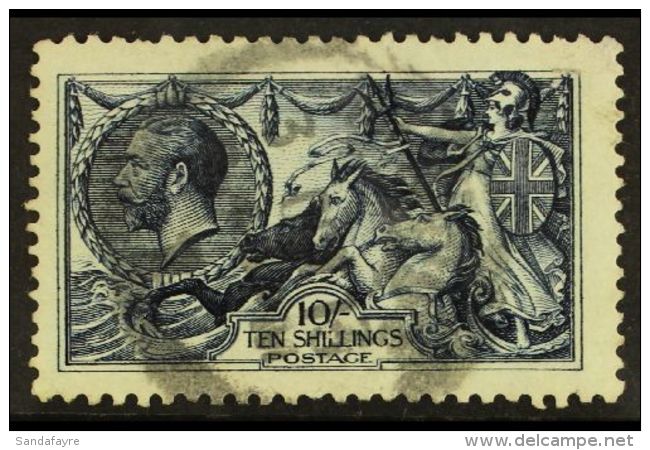 1913 10s Indigo-blue Seahorse, Waterlow Printing, SG 402, Good Used With Light Smudgy Cancel. For More Images,... - Non Classés