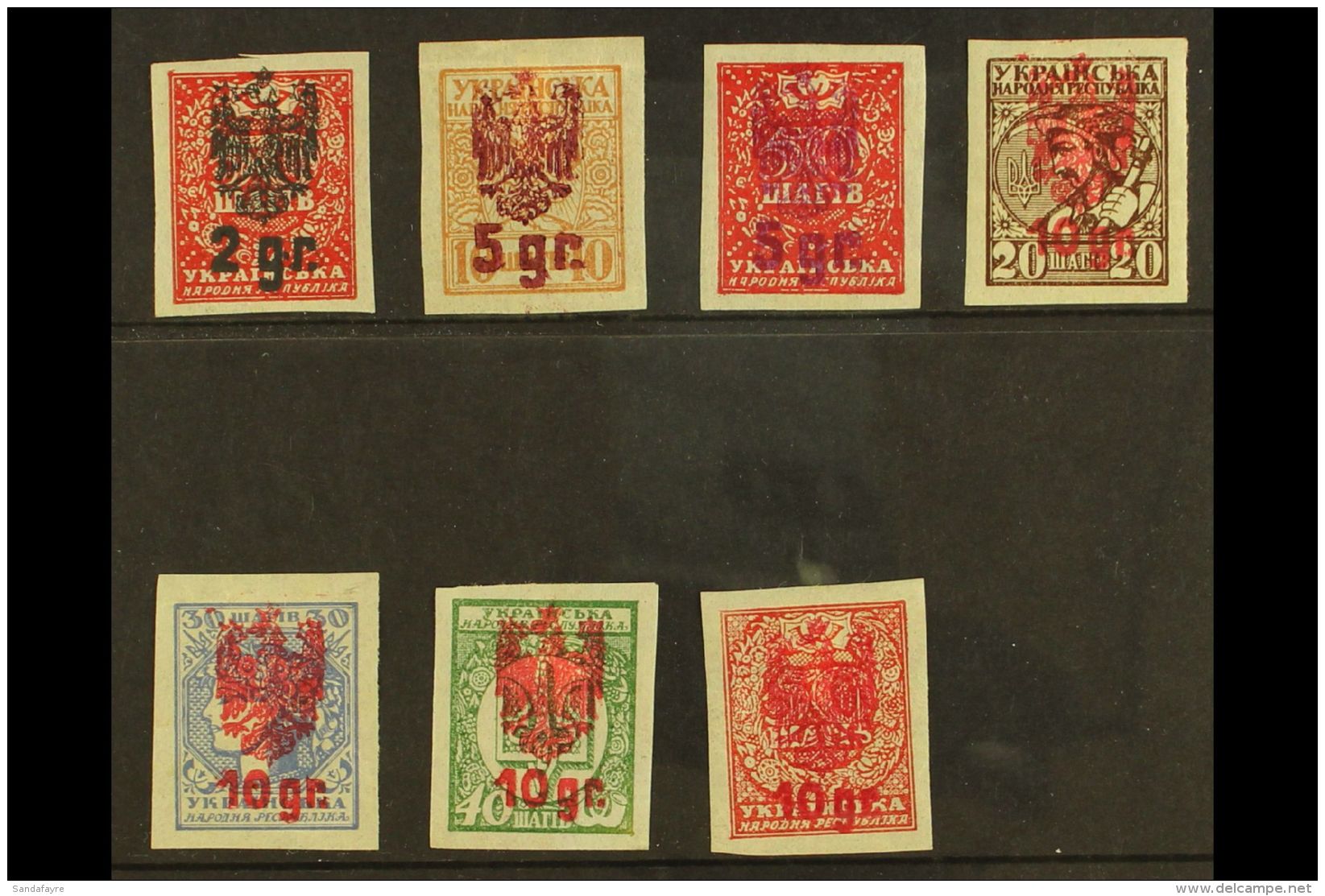 POLISH OCCUPATION 1921 Local Military Admin Bogus Issue, Mint Range Of Imperf Stamps Of Ukraine Surcharged And... - Ukraine