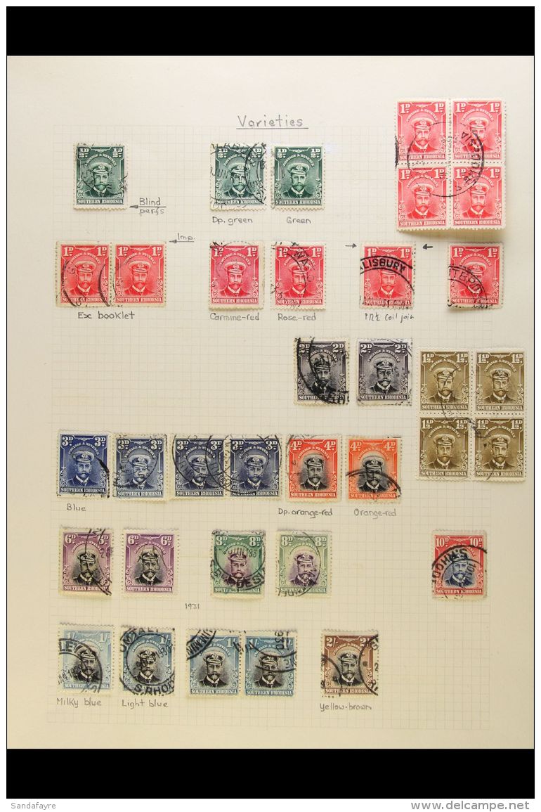 1924-29 ADMIRALS USED GROUP On A Page, Inc 1924-29 All Values To 8d (x2), 10d, 1s (x4 Inc Pair) &amp; 2s With... - Rhodésie Du Sud (...-1964)