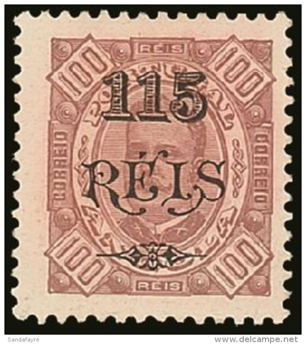 ANGOLA 1902 115s On 100r Brown Perf 11&frac12;, Afinsa 67, Very Fine Mint. For More Images, Please Visit... - Altri & Non Classificati