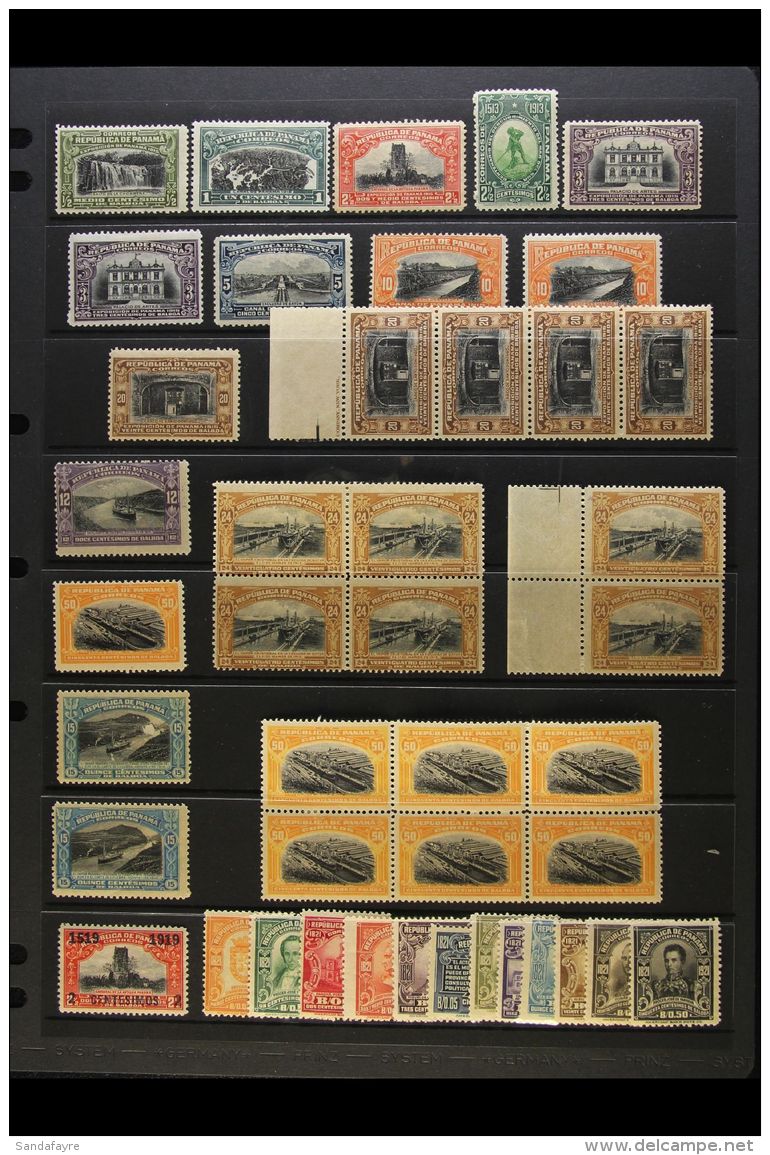 1906-21 ATTRACTIVE MINT COLLECTION 1906-08 Portraits Set Complete Plus Additional Blocks Of Four To 25c, 1909 New... - Panama