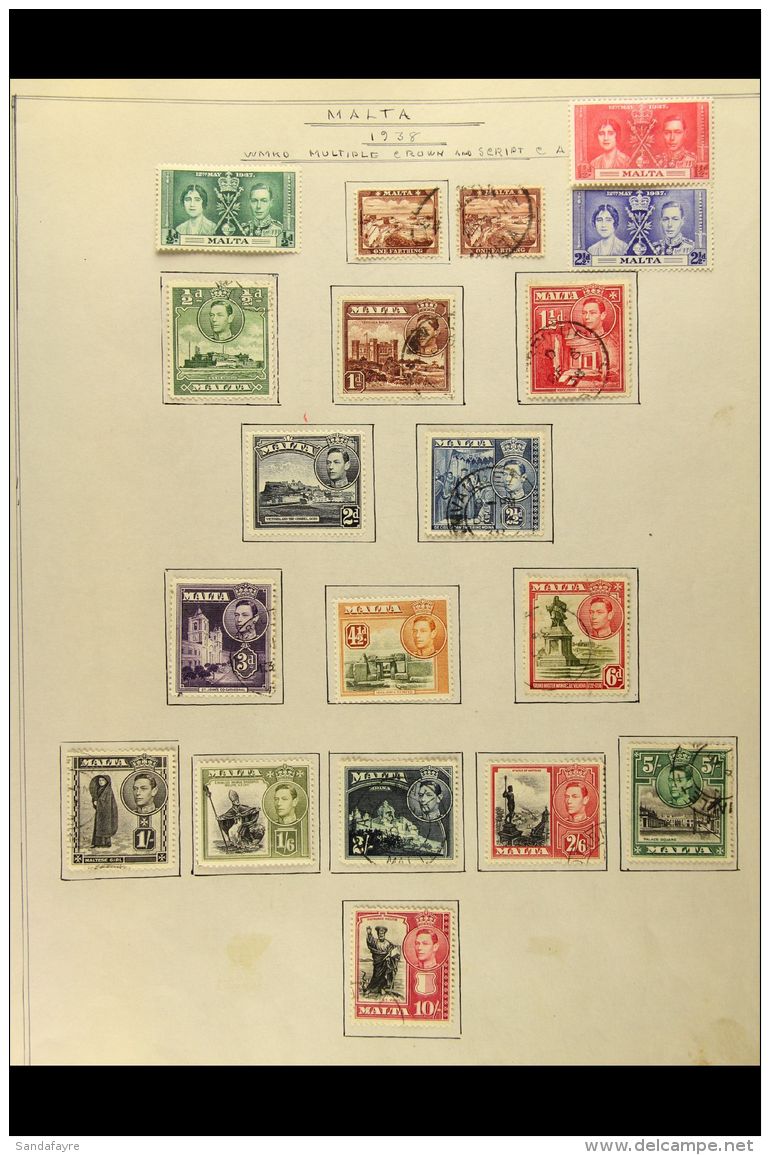 1937-52 KGVI COLLECTION A Mixed Mint &amp; Used Collection On Old Album Pages. An Attractive Range To &pound;1... - Malta (...-1964)