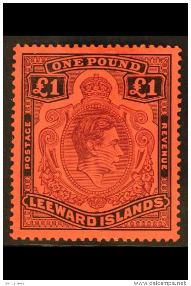 1938-51 &pound;1 Brown-purple &amp; Black On Red Key Type Chalky Paper, SG 114, Fine Mint, Fresh. For More Images,... - Leeward  Islands