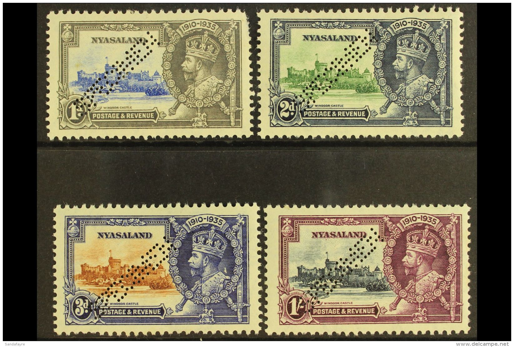 1935 Silver Jubilee Set Complete, Perforated "Specimen", SG 123s/126s, Very Fine Mint Part Og. (4 Stamps) For More... - Nyasaland (1907-1953)