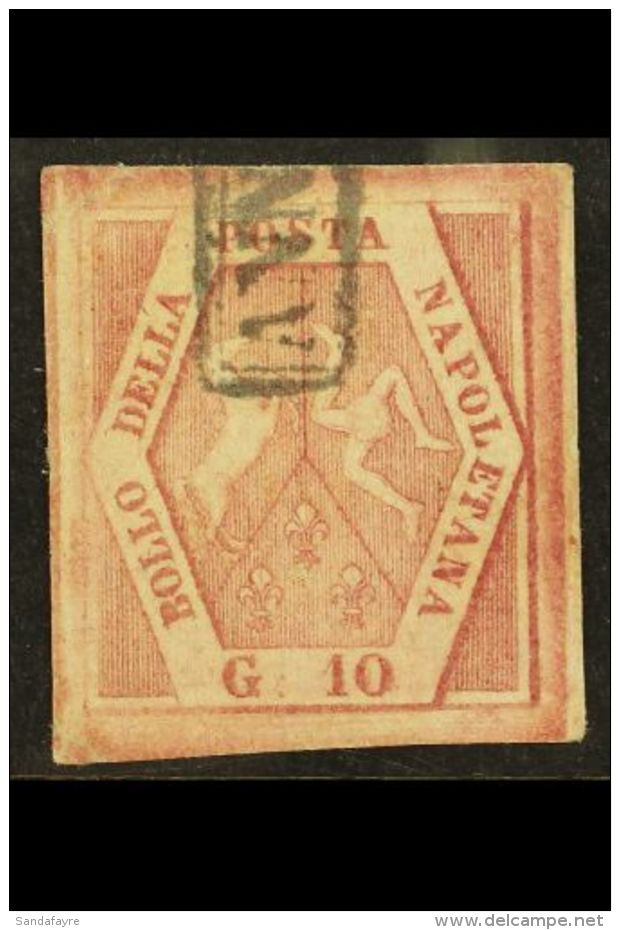 NAPLES 1859 10Gr Rose Carmine Plate II,, Sass 11, Superb Used With Huge Margins All Round. A Beauty! Cat &euro;600... - Non Classificati