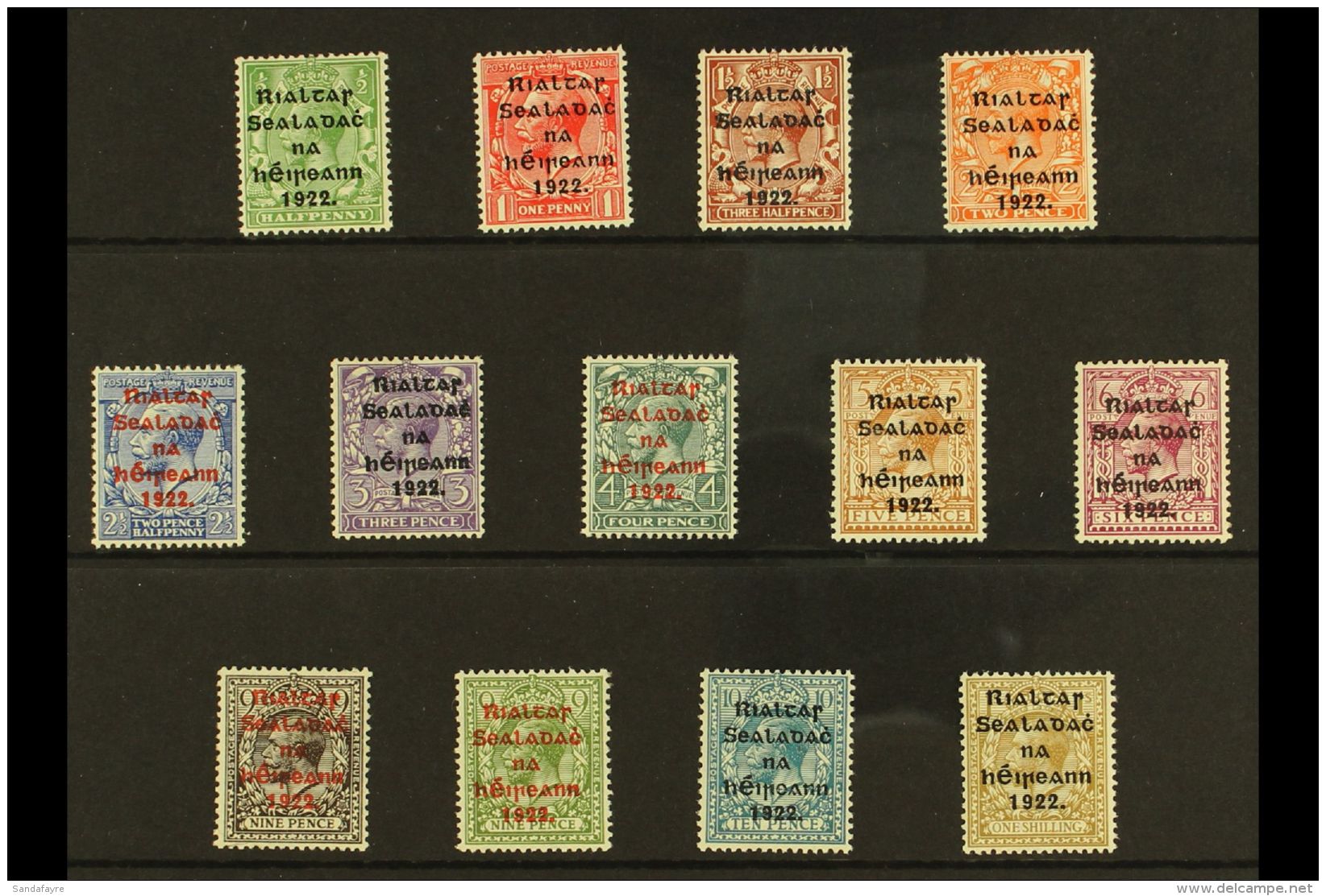 1922 Thom Five Line Overprints On Great Britain Complete Basic Set To 1s, With 2d Die I Only, SG 30/33, 35/43,... - Altri & Non Classificati