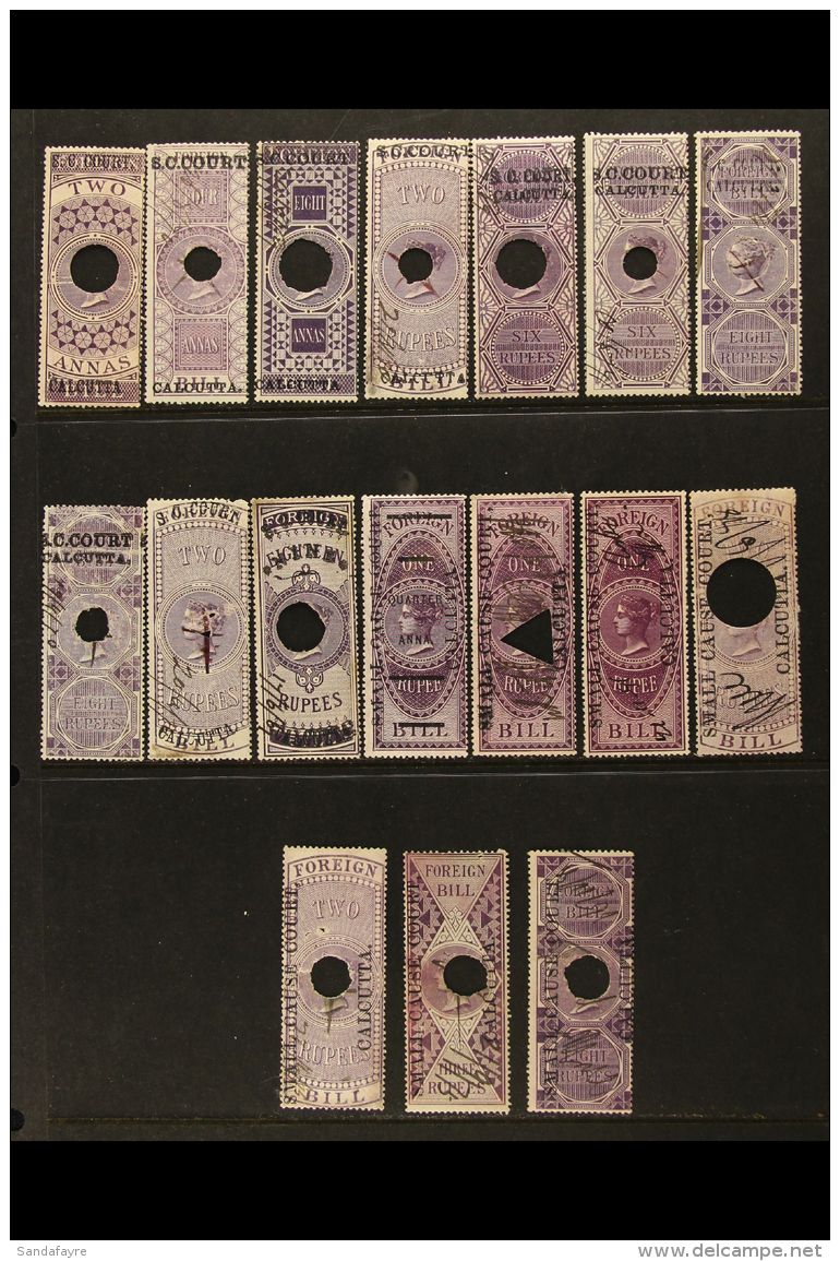 REVENUE STAMPS - SMALL CAUSE COURT CALCUTTA Strong Range Of Overprints On Foreign Bill (Tall QV Types) With... - Other & Unclassified