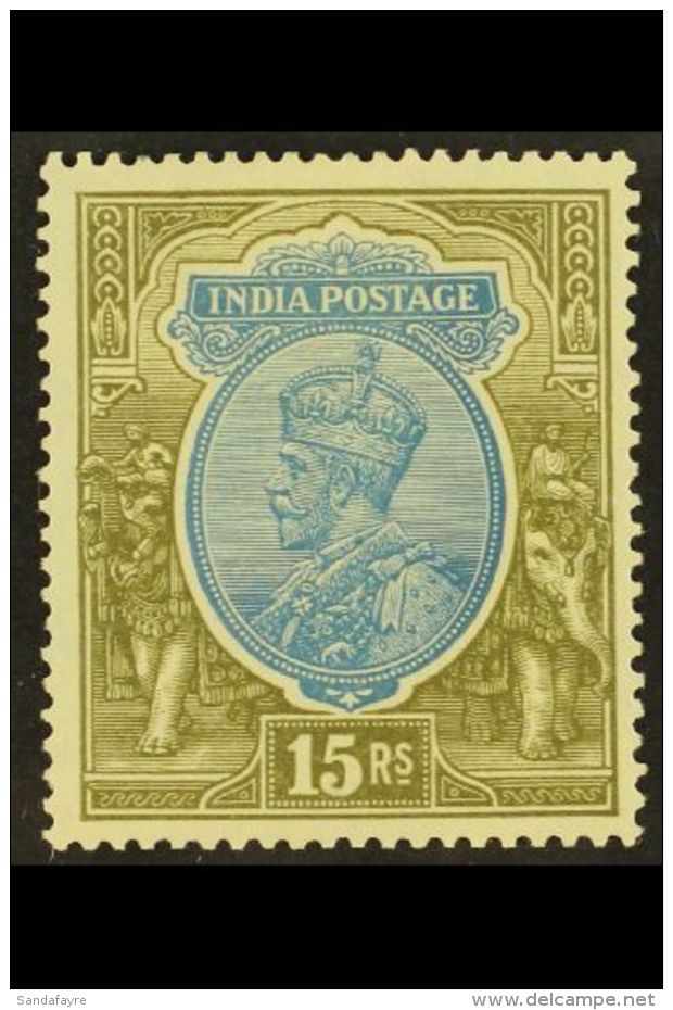 1926-33 15R Blue And Olive, Wmk Multiple Stars Upright, SG 218, Very Fine Mint.  For More Images, Please Visit... - Other & Unclassified