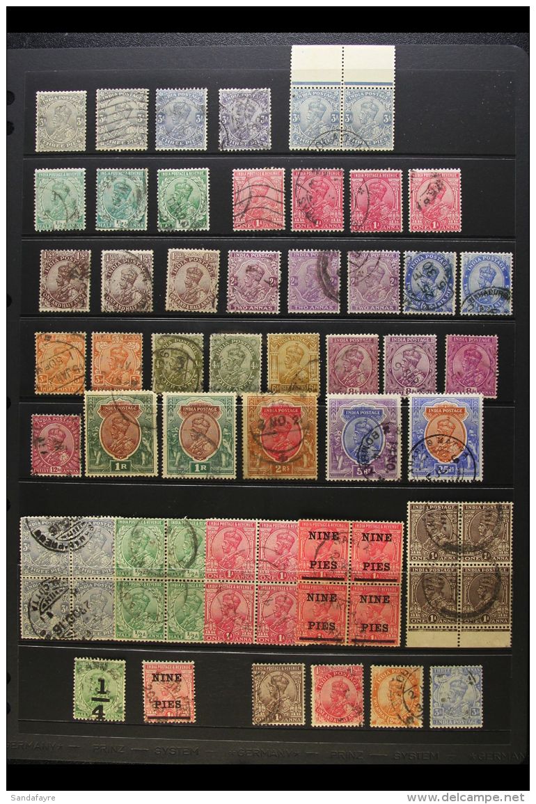 1912-36 INTERESTING USED KGV COLLECTION Presented On Stock Pages With Values To Both Watermarked 25r, Multiples,... - Other & Unclassified