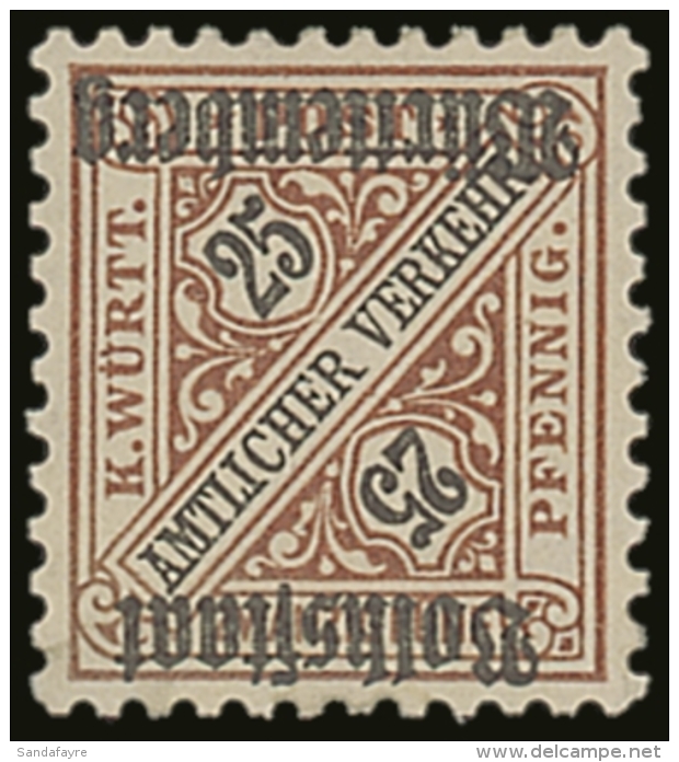 WURTTEMBERG 25pf Red Brown And Black Official, Variety "inverted Overprint", Mi 265k, Superb NHM. Signed Thoma... - Other & Unclassified