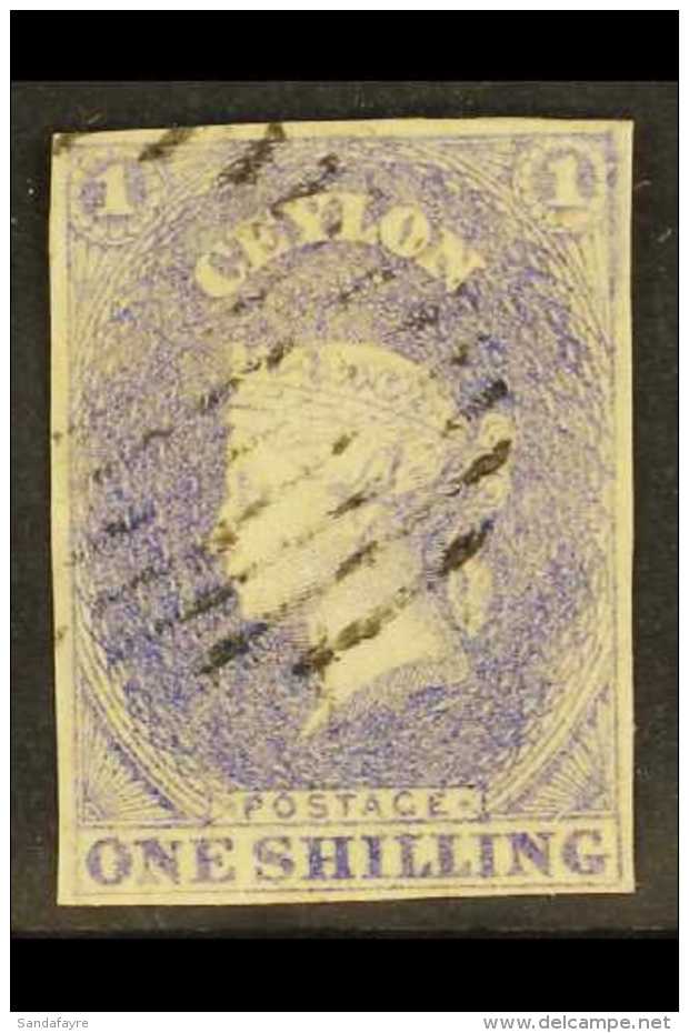 1857-59 1s Slate- Violet Imperf, SG 10, Very Fine Used, Lightly Cancelled With 4 Well- Balanced Margins &amp;... - Ceylan (...-1947)